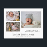 Baby Boy Photo Collage Birth Announcement Postcard<br><div class="desc">A modern cute baby photo photo collage birth announcement postcard to send to your friends and family. A collage of 3 adorable photos with baby's name. You must replace this photo with a photo of your own newborn with a landscape orientation photo that works best in the space. Add your...</div>