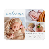 Baby Boy Photo Collage Welcome Birth Announcement