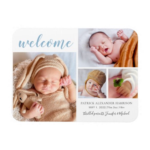 Baby Boy Photo Collage Welcome Birth Announcement Magnet
