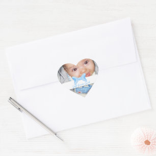 Baby boy Photo Gift from God Blue bow Heart Sticker