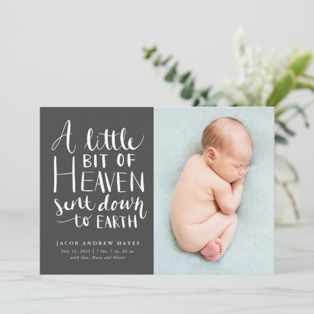 Baby Boy Photo Little Heaven Sent To Earth Birth Announcement Zazzle