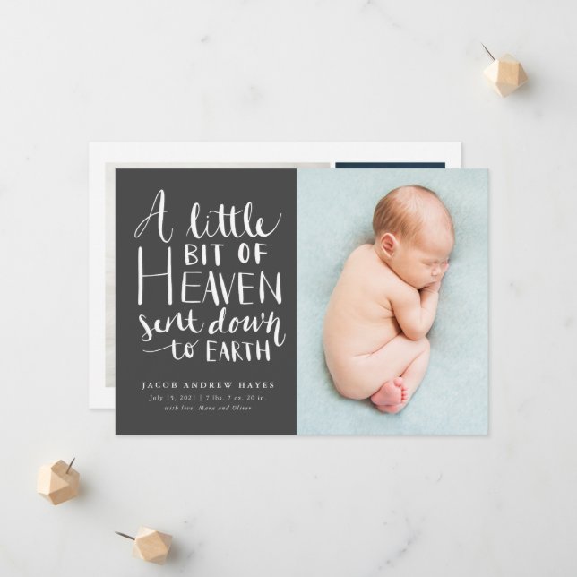 Baby Boy Photo Little Heaven Sent To Earth Birth Announcement Zazzle