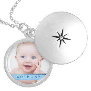 Baby Boy Photo Template Name Plate Locket Necklace