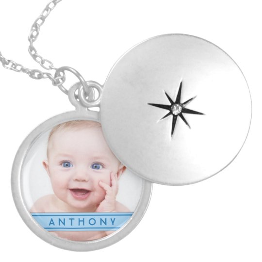 Baby Boy Photo Template Name Plate Locket Necklace