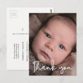 Baby Boy photo Thank you Script Birth Postcard | Zazzle