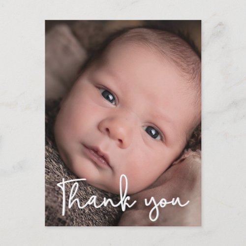 Baby Boy photo Thank you Script Birth Postcard