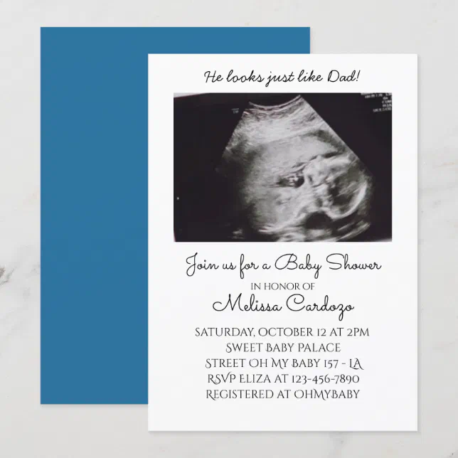 Baby Boy Photo Ultrasound Baby Shower Invitation Zazzle