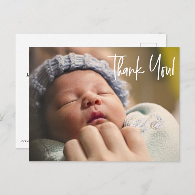 Baby Boy Photo Welcome baby shower thank you Postcard (Front/Back)