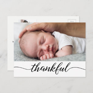 Baby Boy Photos Name Thankful Baby Shower Announcement Postcard