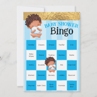 Baby Boy Pink And Gold Baby shower Bingo Game