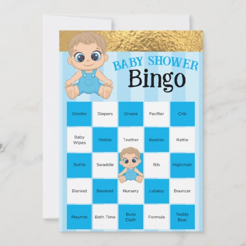 Baby Boy Pink And Gold Baby shower Bingo Game 