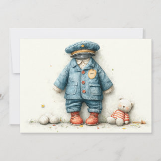 Baby Boy Police 1st Birthday Party Invitation