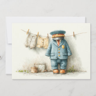 Baby Boy Police 1st Birthday Party Invitation