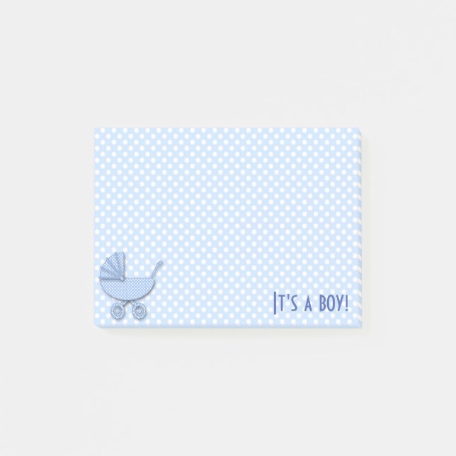 baby boy polka bots post-it notes (Front)