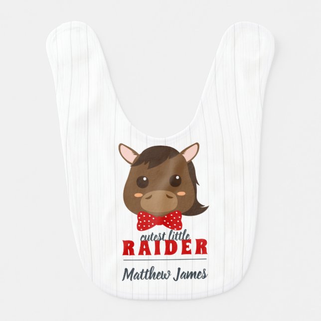 Baby Boy Pony Red Baby Bib (Front)