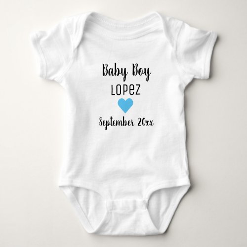 Baby Boy Pregnancy Announcement Blue Heart Baby Bodysuit