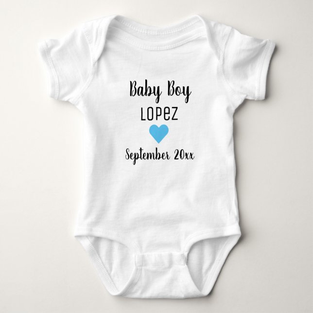 Baby Boy Pregnancy Announcement Blue Heart Bodysuit (Front)