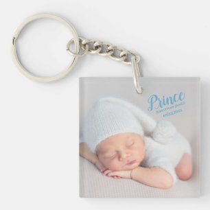 Baby Boy Prince Photo Birth Keepsake Keychain