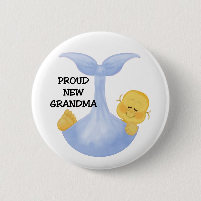 Baby Boy Proud Grandma Pinback Button (Front)