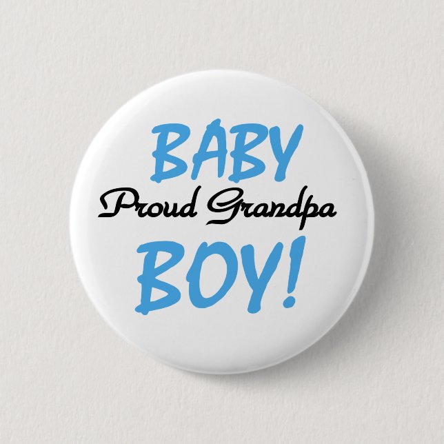 Baby Boy Proud Grandpa Pinback Button (Front)