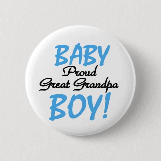 Baby Boy Proud Great Grandpa Pinback Button (Front)