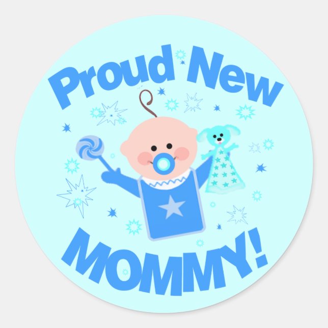 Baby Boy Proud Mom Sticker (Front)
