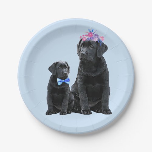 Baby Boy Puppy _ Cute Dog Blue Black Lab Puppy Paper Plates