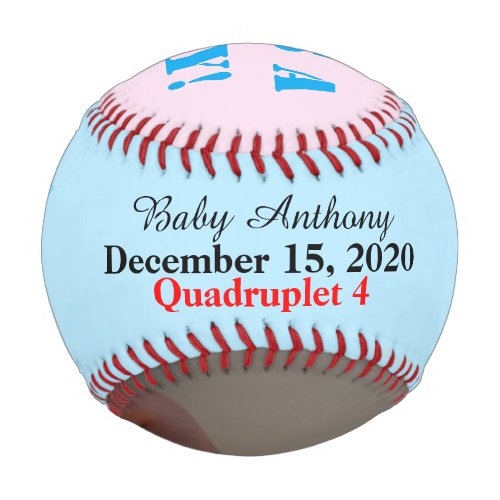 Baby Boy Quadruplet Blue Pink Photo Baseball