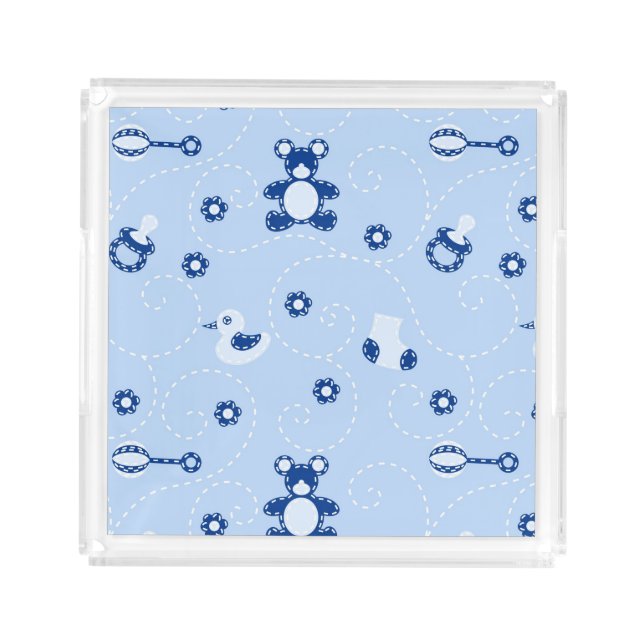 Baby-boy Quilt Pattern Acrylic Tray (Front)