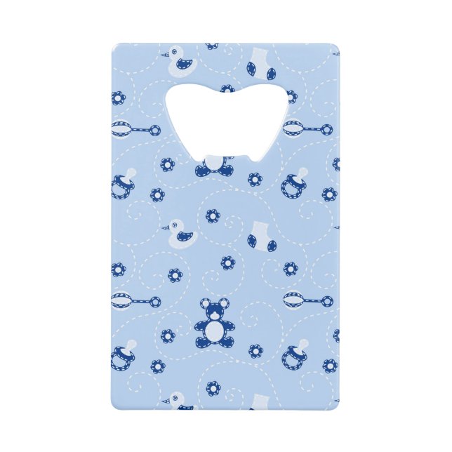 Baby-boy Quilt Pattern Credit Card Bottle Opener (Front)