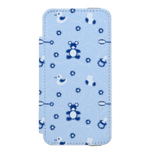 Baby-boy Quilt Pattern Wallet Case For iPhone SE/5/5s