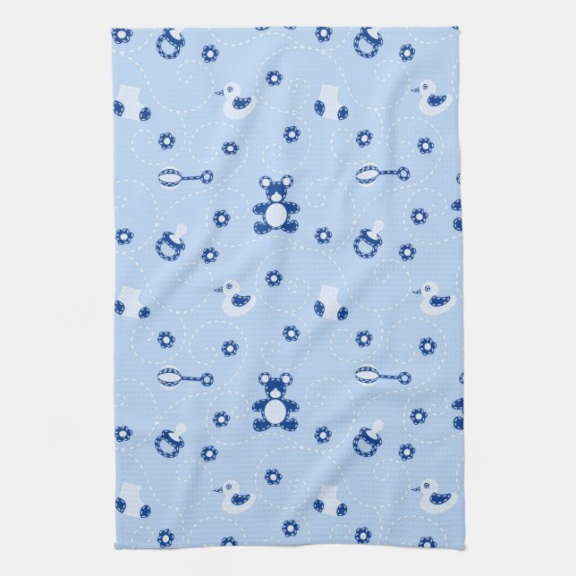 Baby-boy Quilt Pattern Kitchen Towel (Vertical)