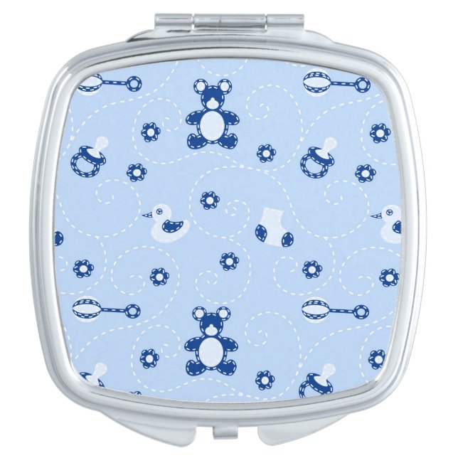 Baby-boy Quilt Pattern Makeup Mirror (Front)