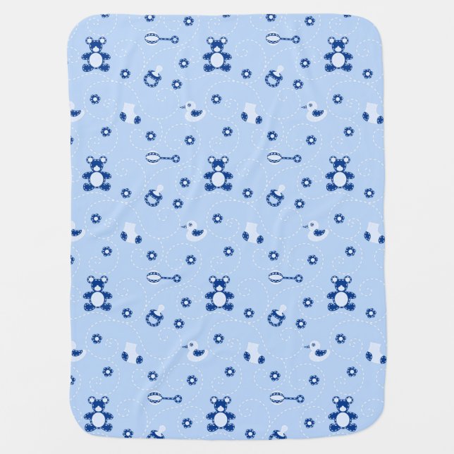 Baby-boy Quilt Pattern Stroller Blanket (Front)