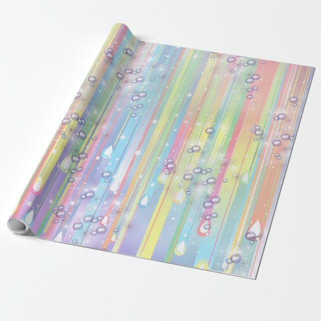 Baby Boy rainbow Bubbles Baby Shower Wrapping Paper (Unrolled)