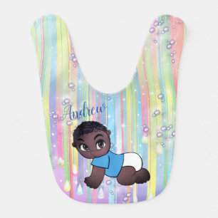 Baby Boy Rainbow Bubbles  & Unicorns Bib