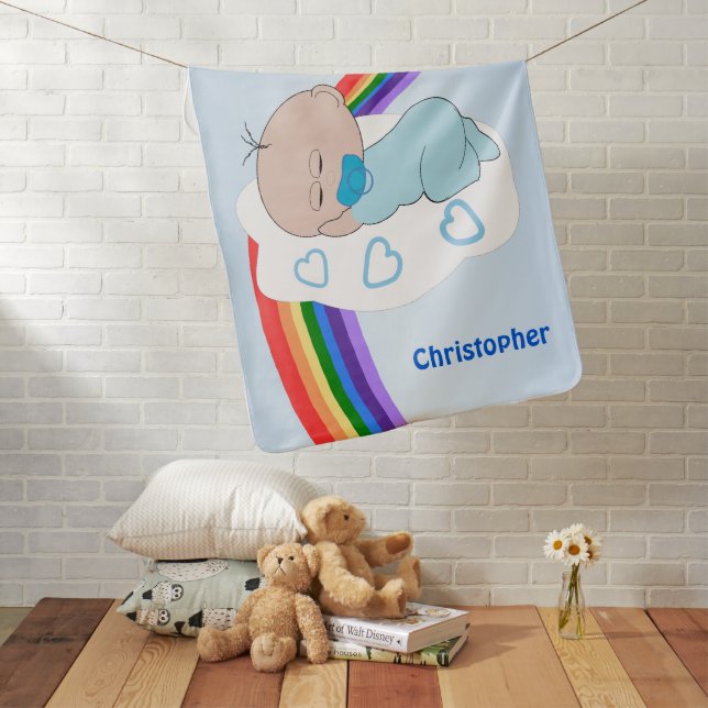 Baby Boy Rainbow Design Baby Blanket (In Situ)