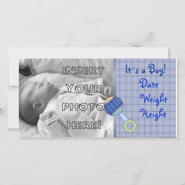 Baby Boy Rattle Announcement (Front)