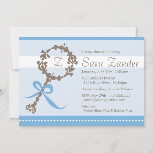 Baby Boy Rattle Shower Invitation