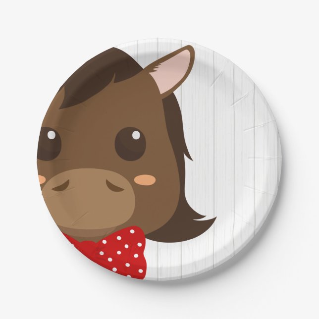 Baby Boy Red Horse Baby Shower Paper Plates (Front)