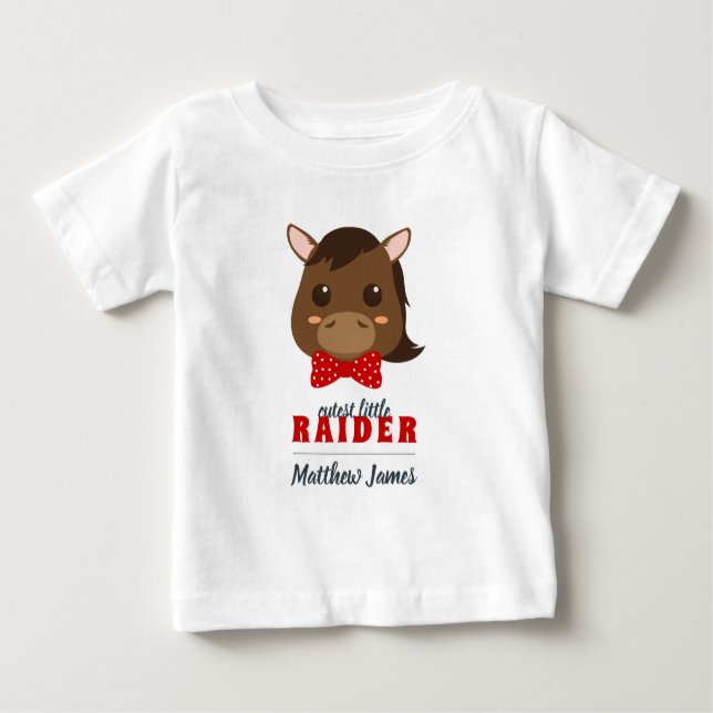 Baby Boy Red Horse Raider T-Shirt (Front)