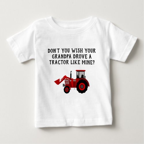 Baby Boy Red Tractor Grandpa Funny Baby T_Shirt