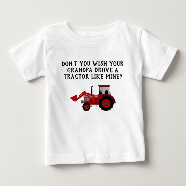 Baby Boy Red Tractor Grandpa Funny Baby T-Shirt (Front)