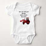 Baby Boy Red Tractor Grandpa Funny Saying Baby Bodysuit at Zazzle