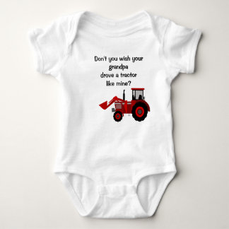 Baby Boy Red Tractor Grandpa Funny Saying Baby Bodysuit