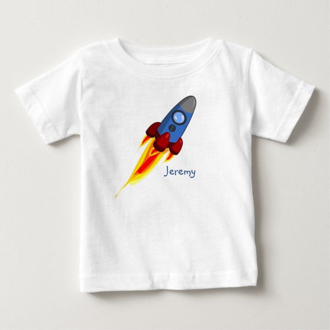 Baby Boy Rocket T-Shirt Personalized (Front)