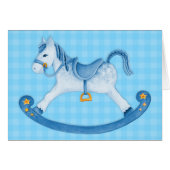 Baby boy Rocking horse art card blue (Front Horizontal)
