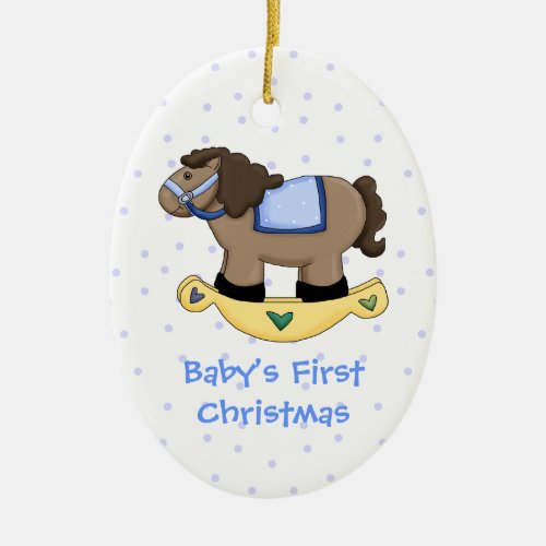 Baby Boy Rocking Horse First Christmas Ornament