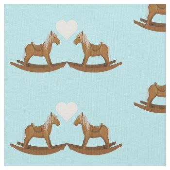 Baby Boy Rocking Horse Heart Pattern Fabric by PartyPrep at Zazzle