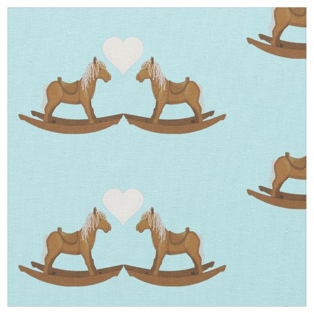 Baby Boy Rocking Horse Heart Pattern Fabric (Close Up)